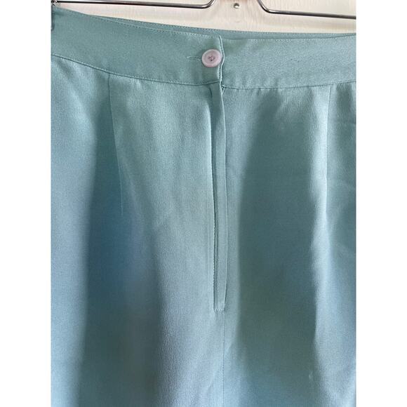 vintage BARRIE PACE Ltd. light turquoise blue 100% silk straight pencil skirt - Picture 7 of 8